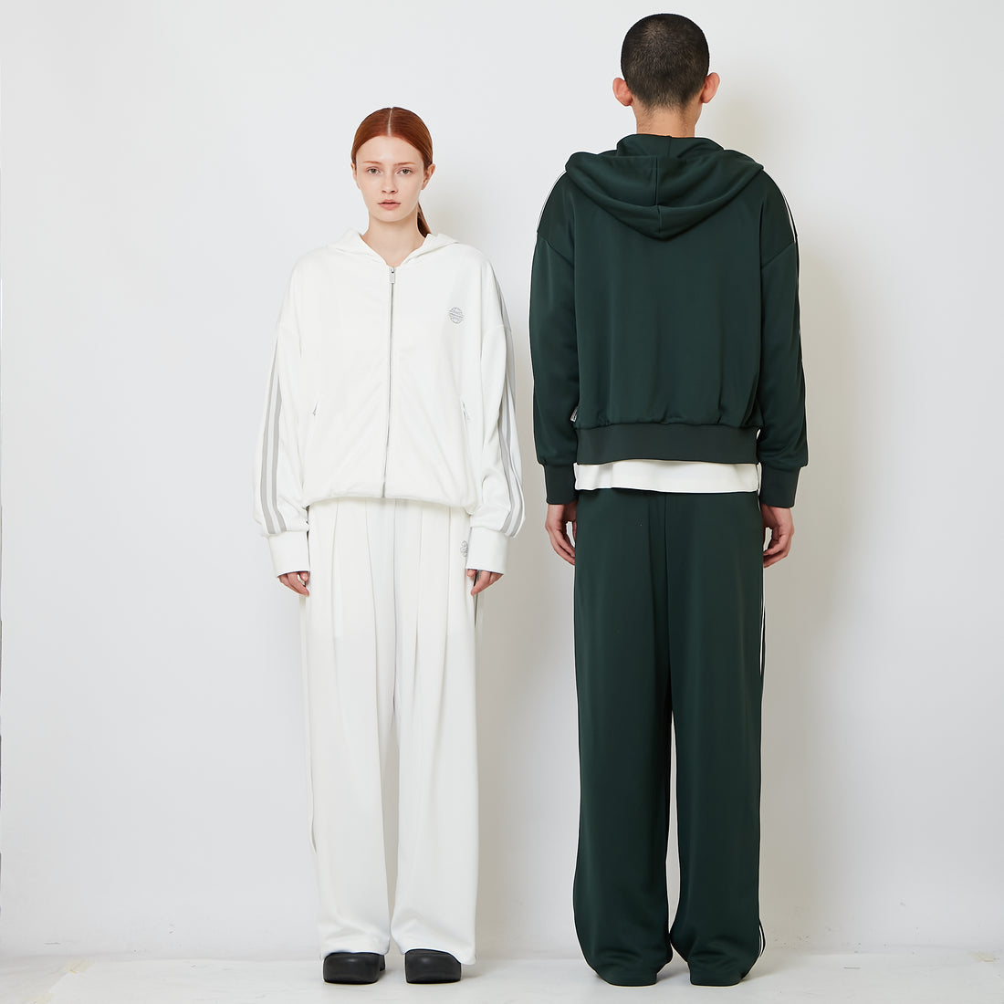 Genderless Pleated Track Pants - Dark Green - SW2606145B