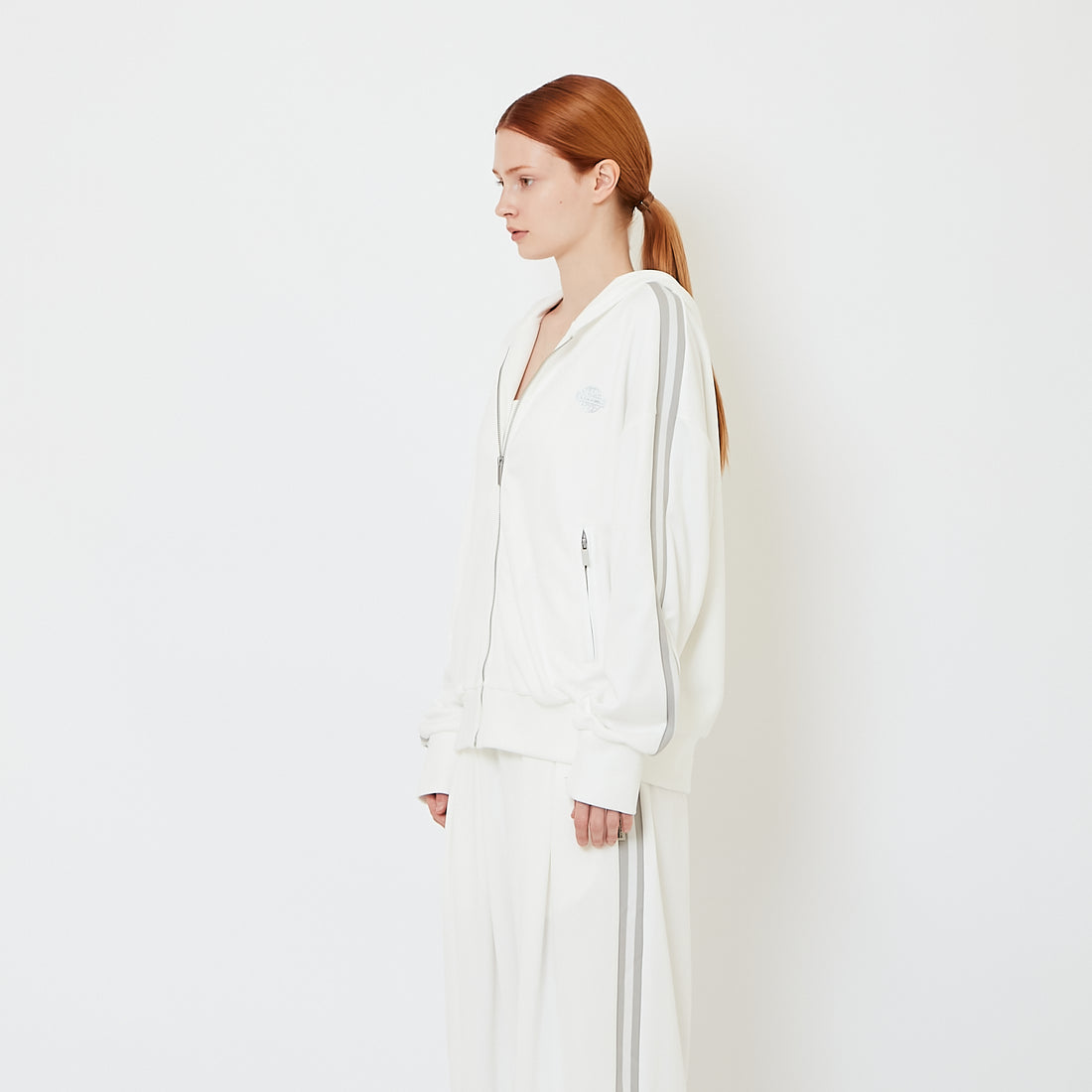 Genderless Hooded Track Jacket - Off White - SW2606146A
