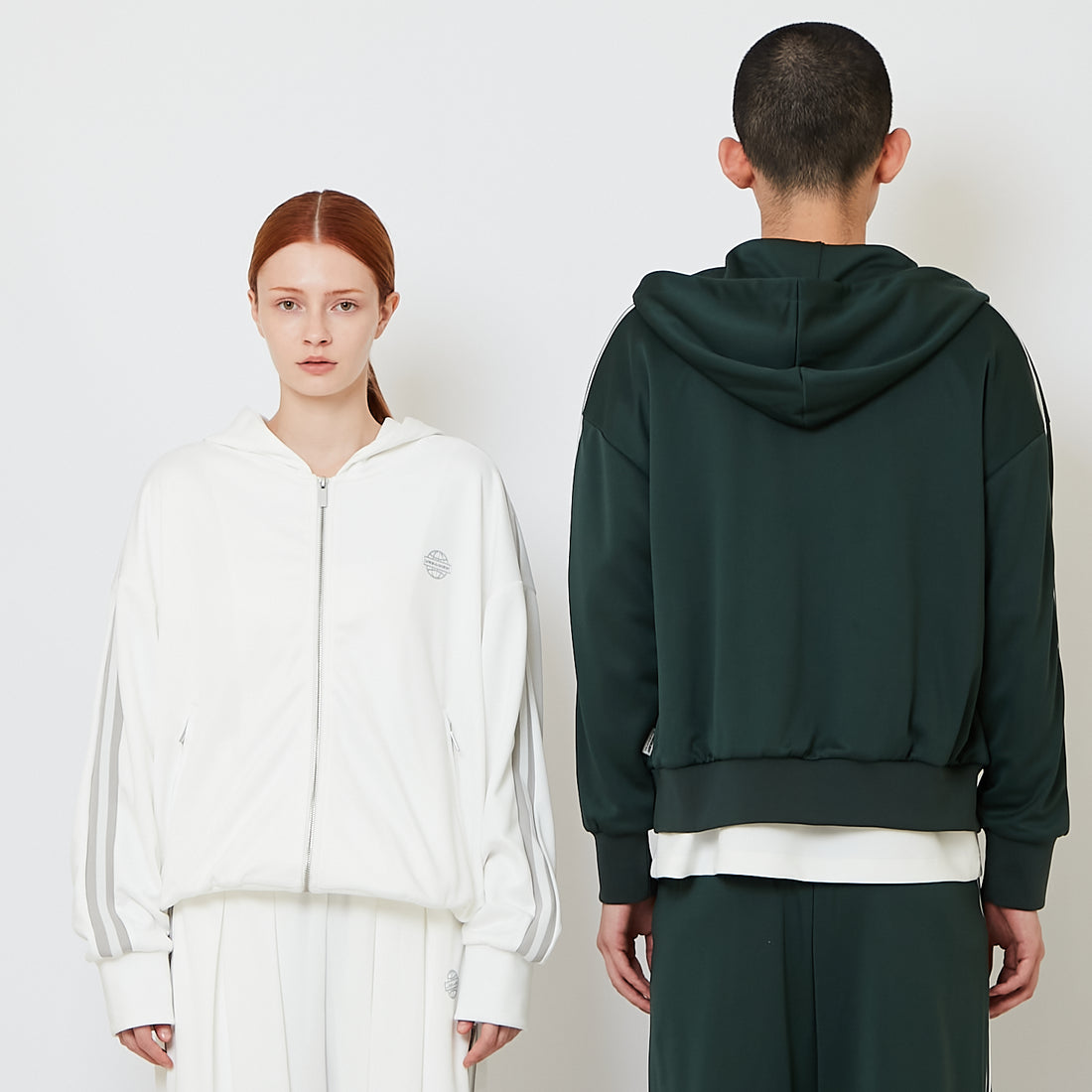 Genderless Hooded Track Jacket - Off White - SW2606146A