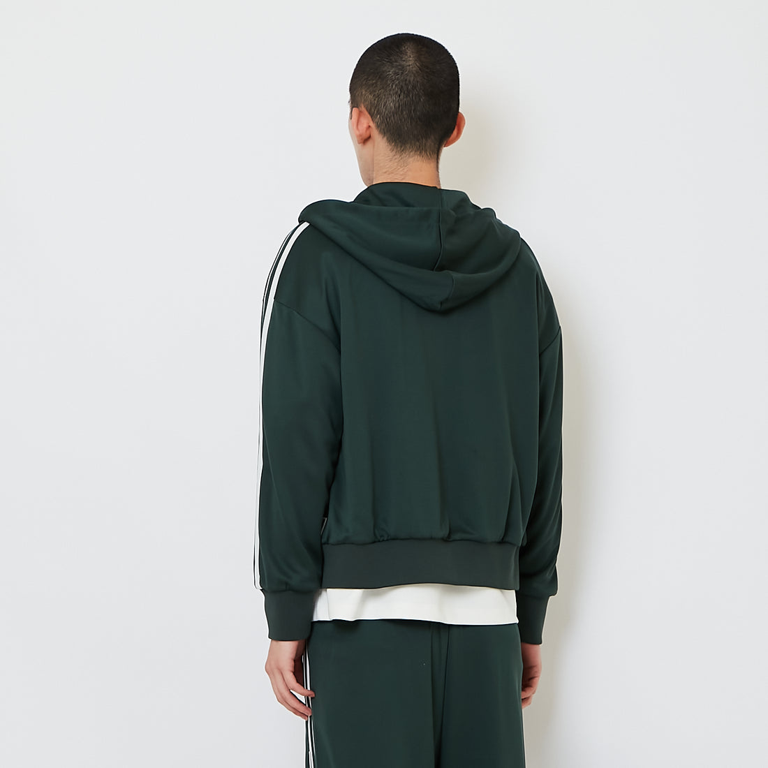 Genderless Hooded Track Jacket - Dark Green - SW2606146B