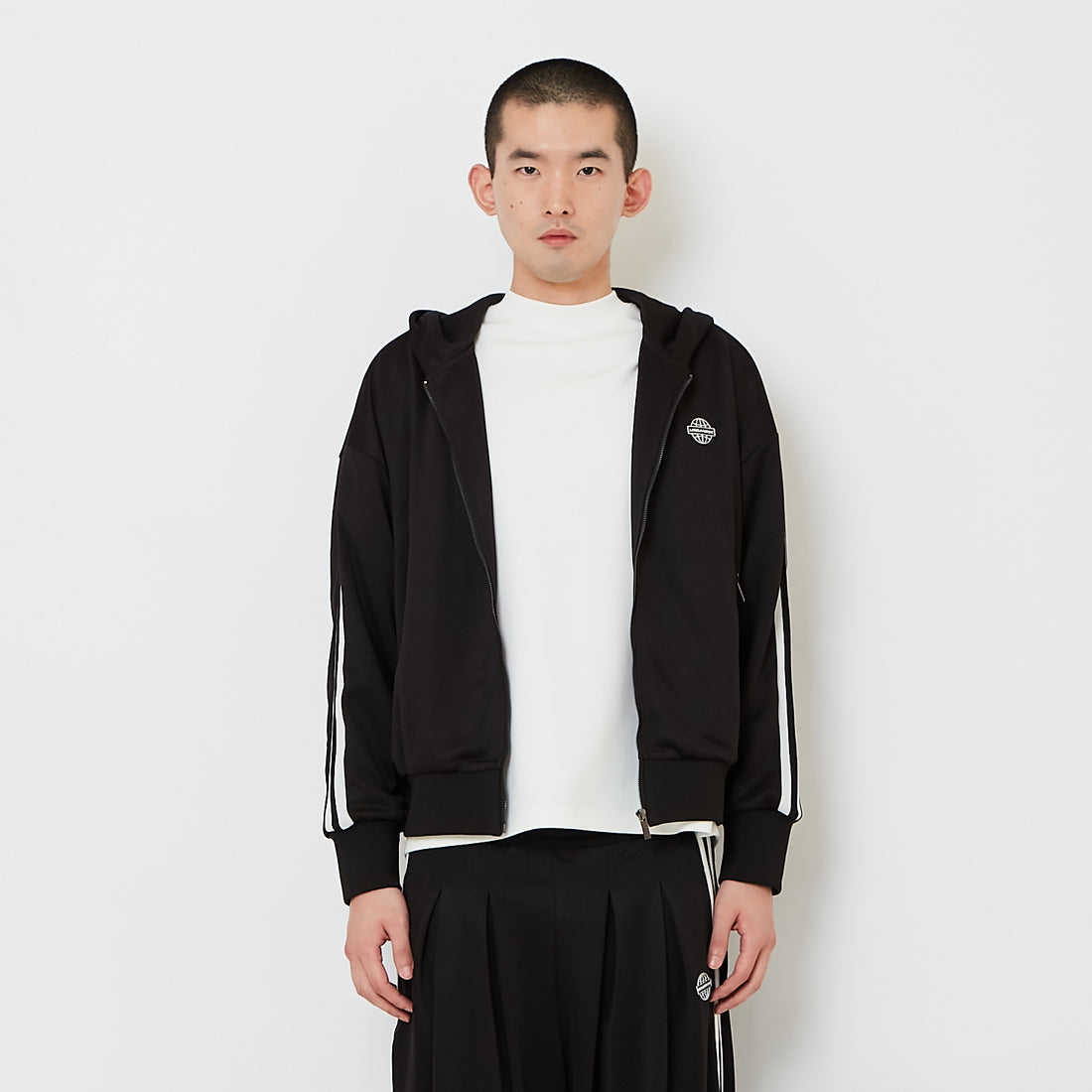 Genderless Hooded Track Jacket - Black - SW2606146D