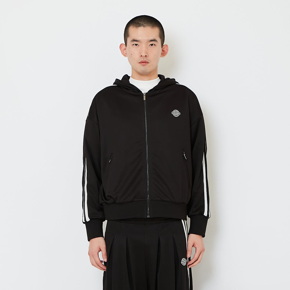 Genderless Hooded Track Jacket - Black - SW2606146D