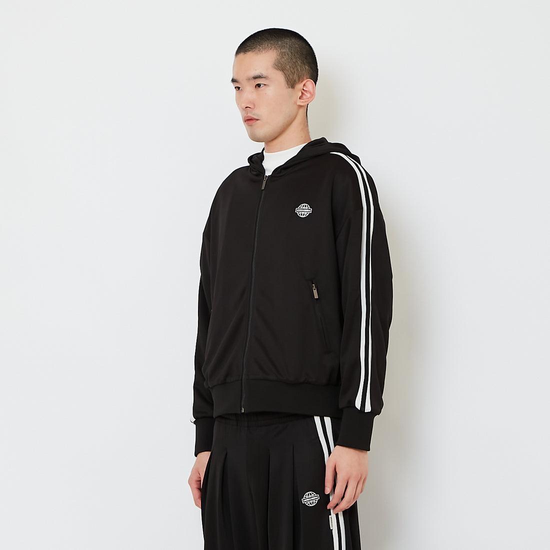 Genderless Hooded Track Jacket - Black - SW2606146D