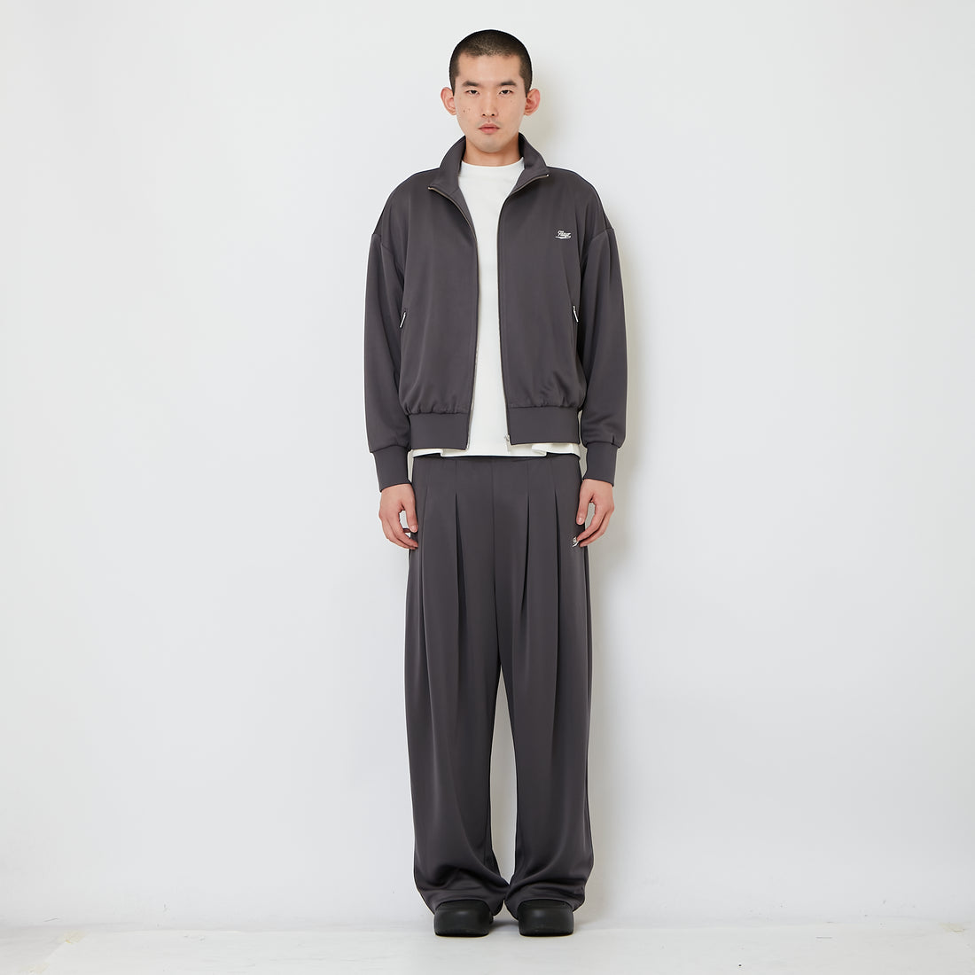Genderless Pleated Track Pants - Dark Grey - SW2606232C