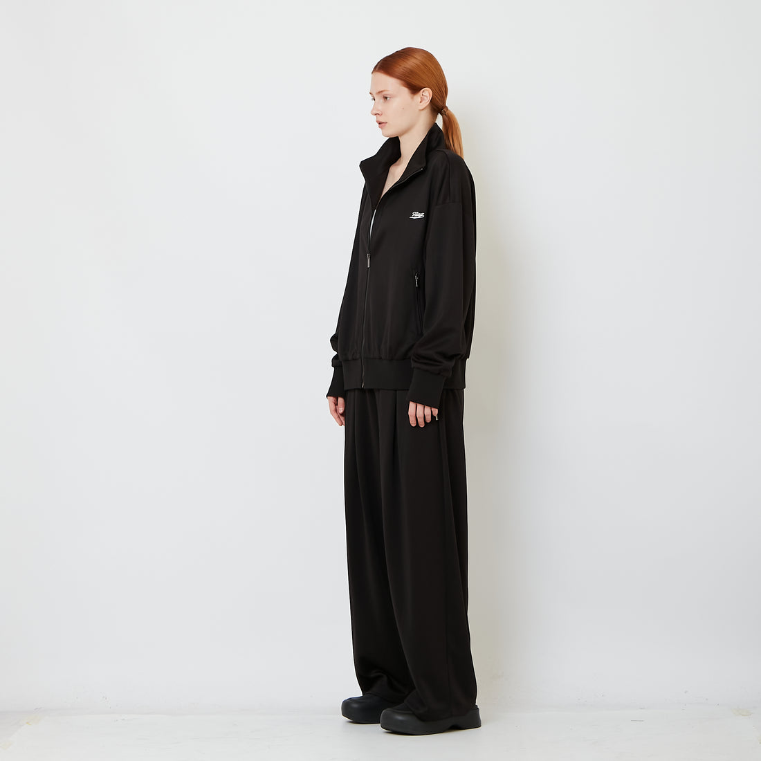 Genderless Pleated Track Pants - Black - SW2606232D