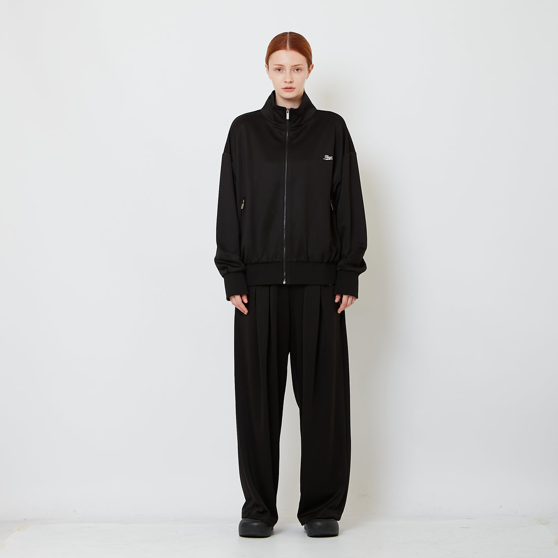 Genderless Pleated Track Pants - Black - SW2606232D