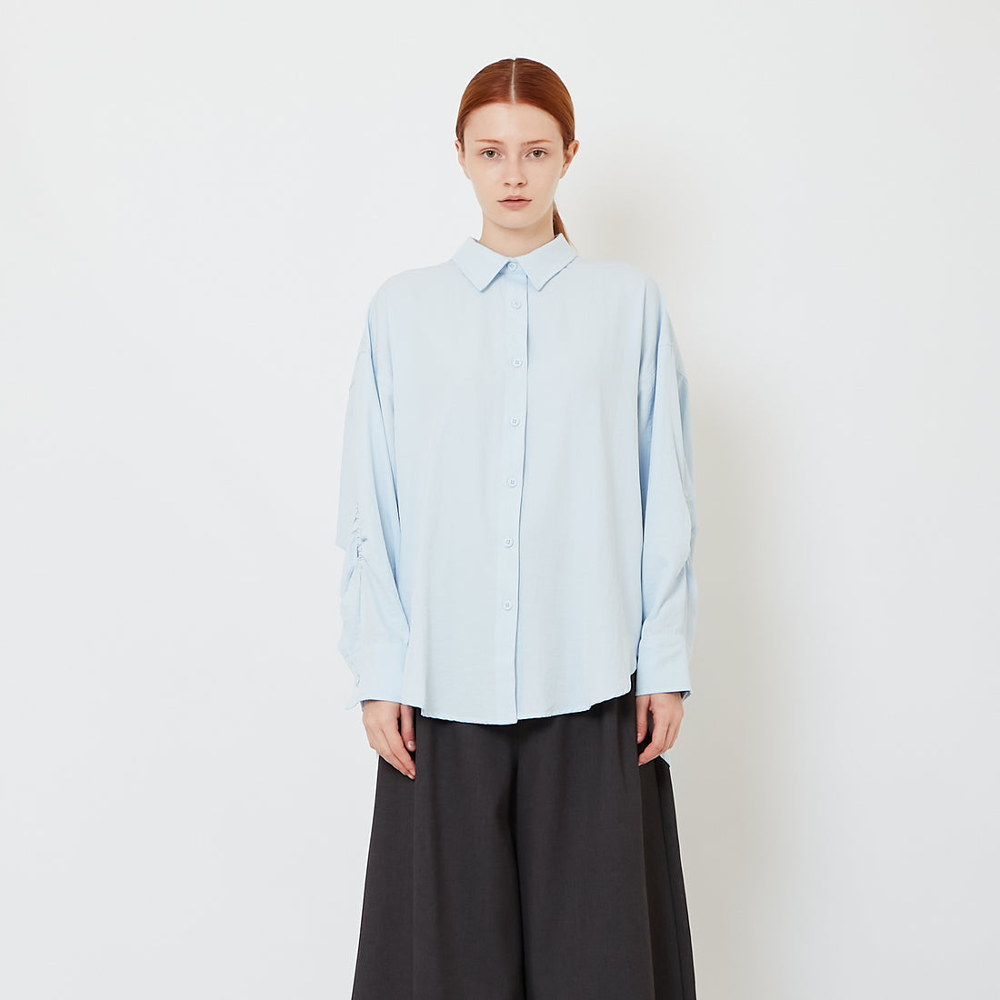 Women Oversized Shirt - Light Blue - SW2607197B
