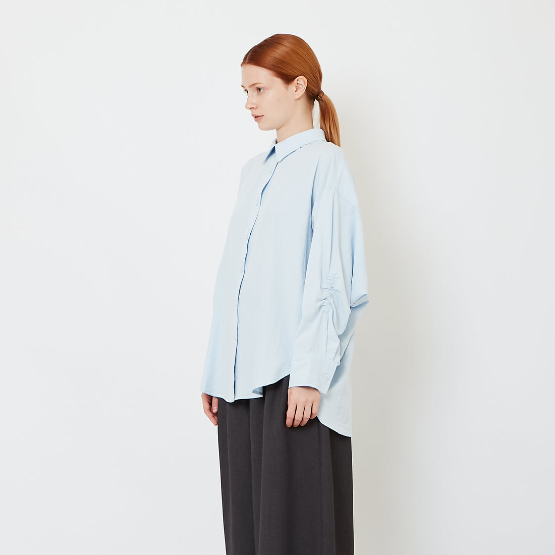 Women Oversized Shirt - Light Blue - SW2607197B