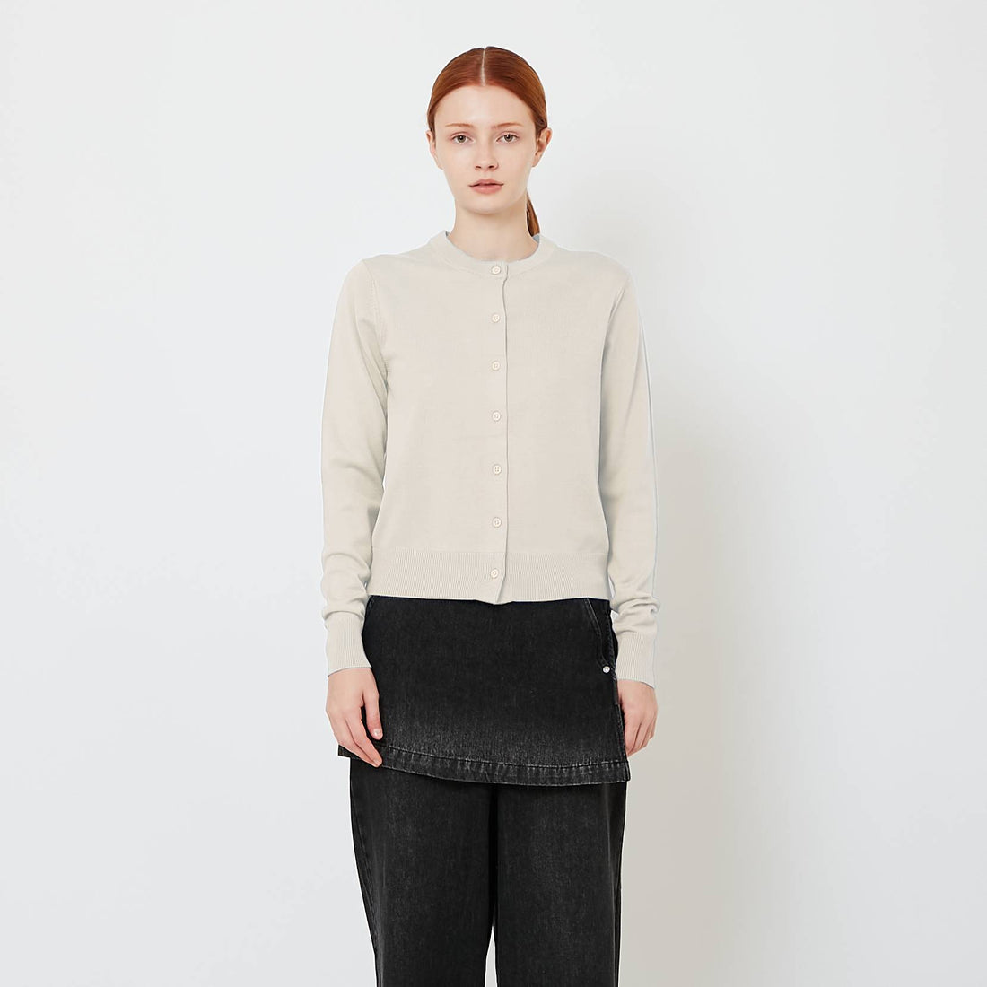Women Knit Cardigan - Cream - SW2607198A