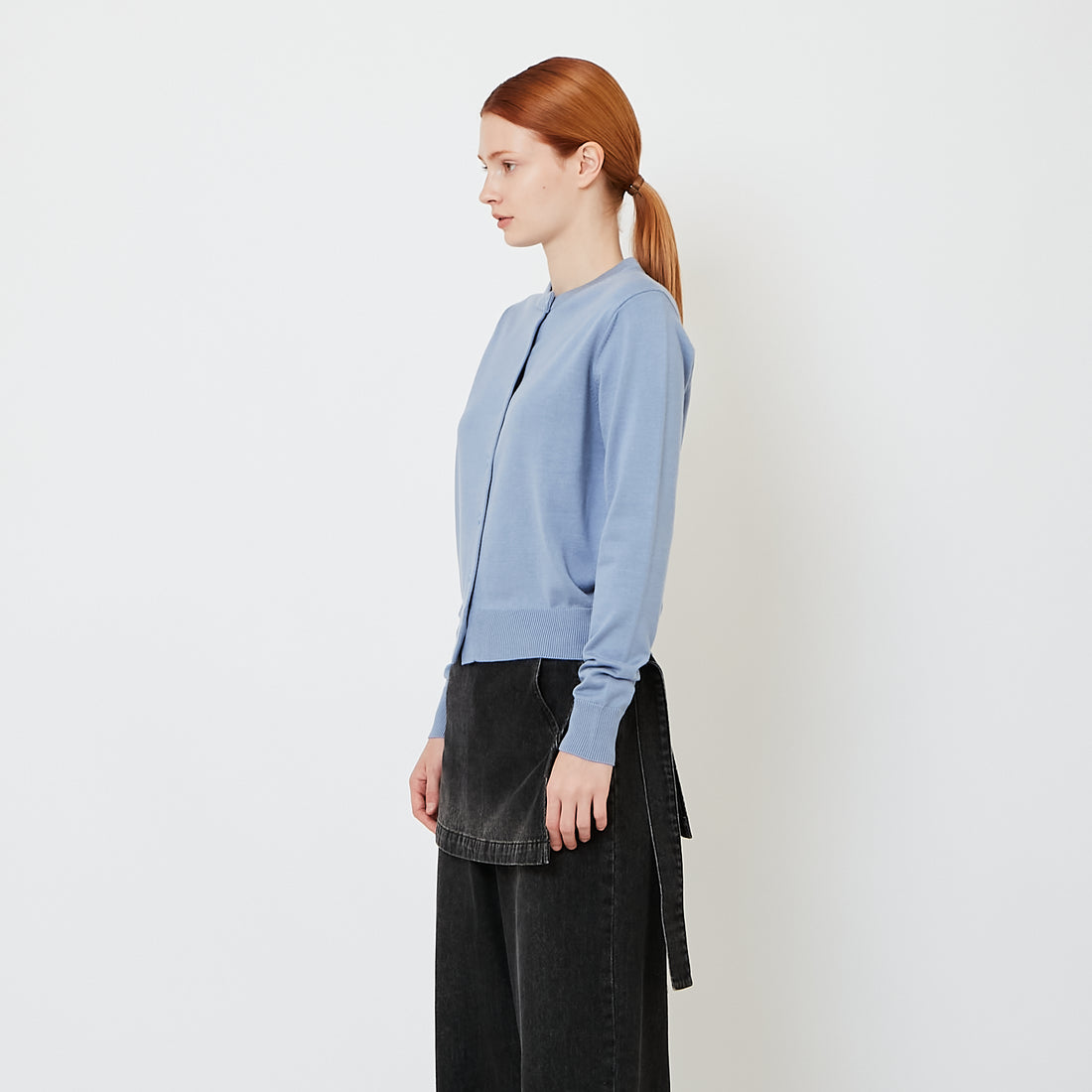 Women Knit Cardigan - Dusty Blue - SW2607198C