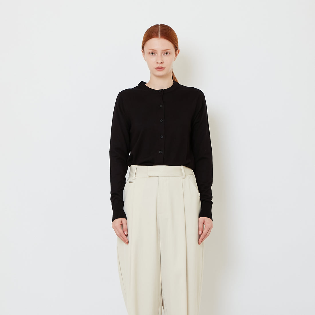 Women Knit Cardigan - Black - SW2607198D
