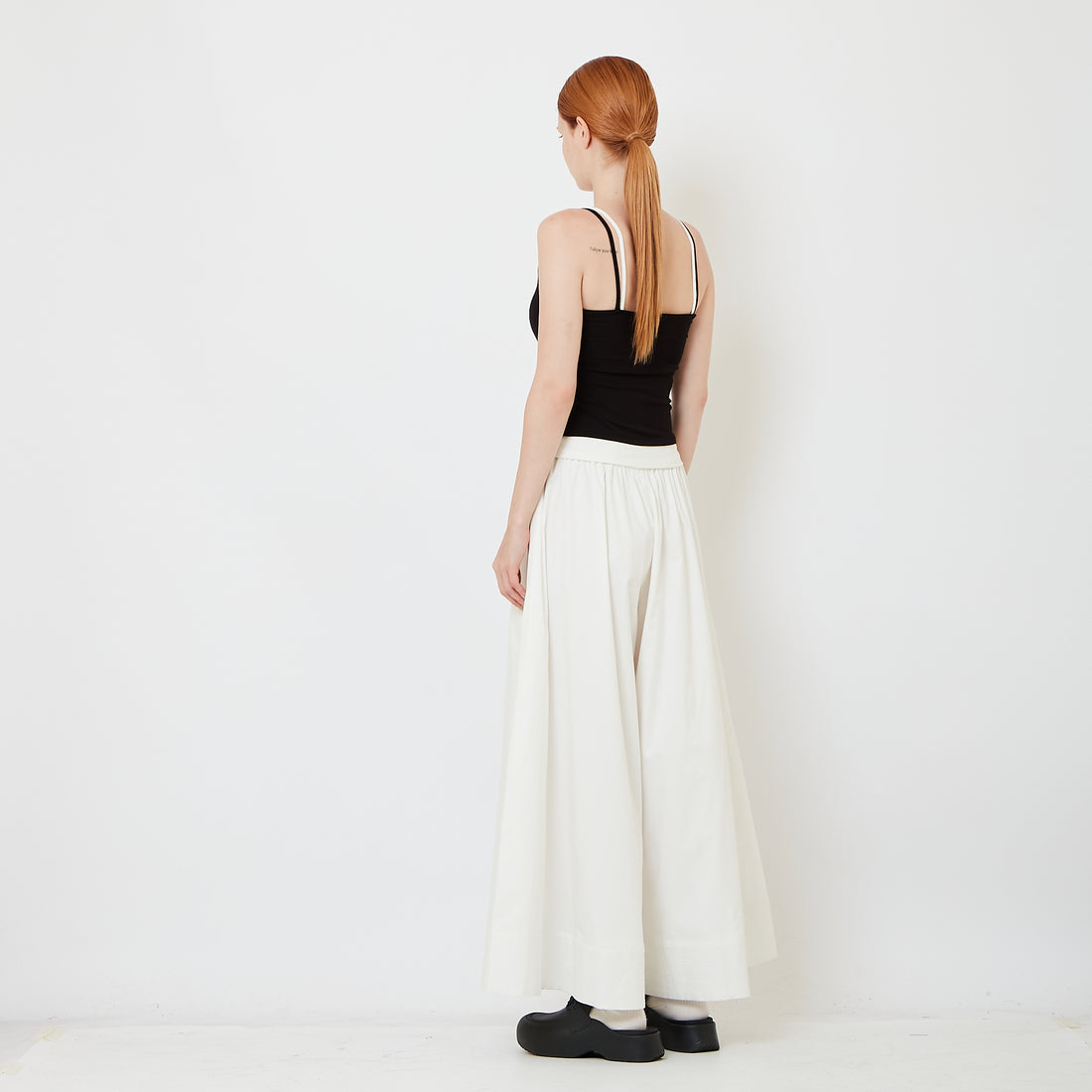 Women Elastic Waist Long Pants - Off White - SW2607236A