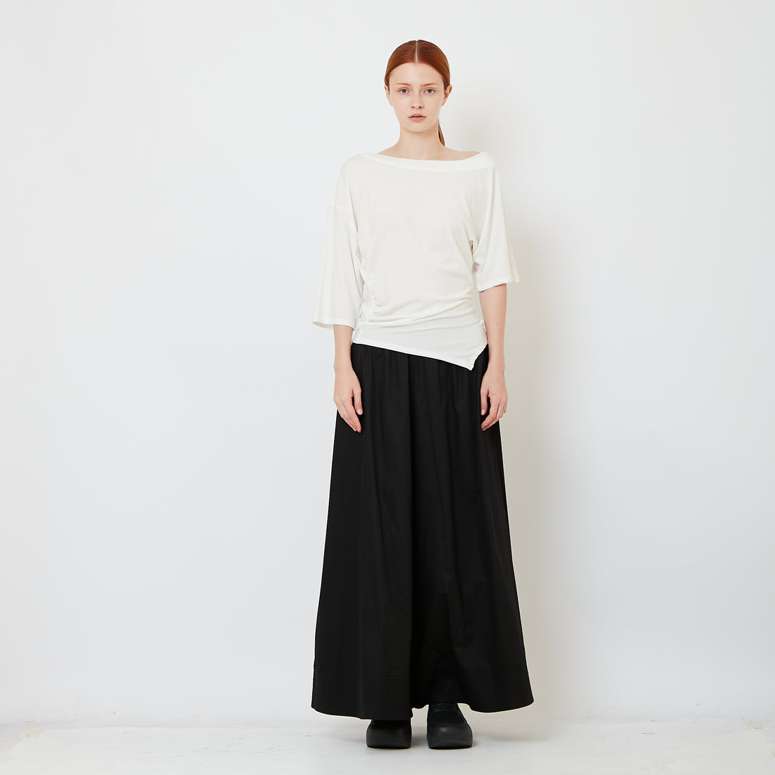 Women Elastic Waist Long Pants - Black - SW2607236C