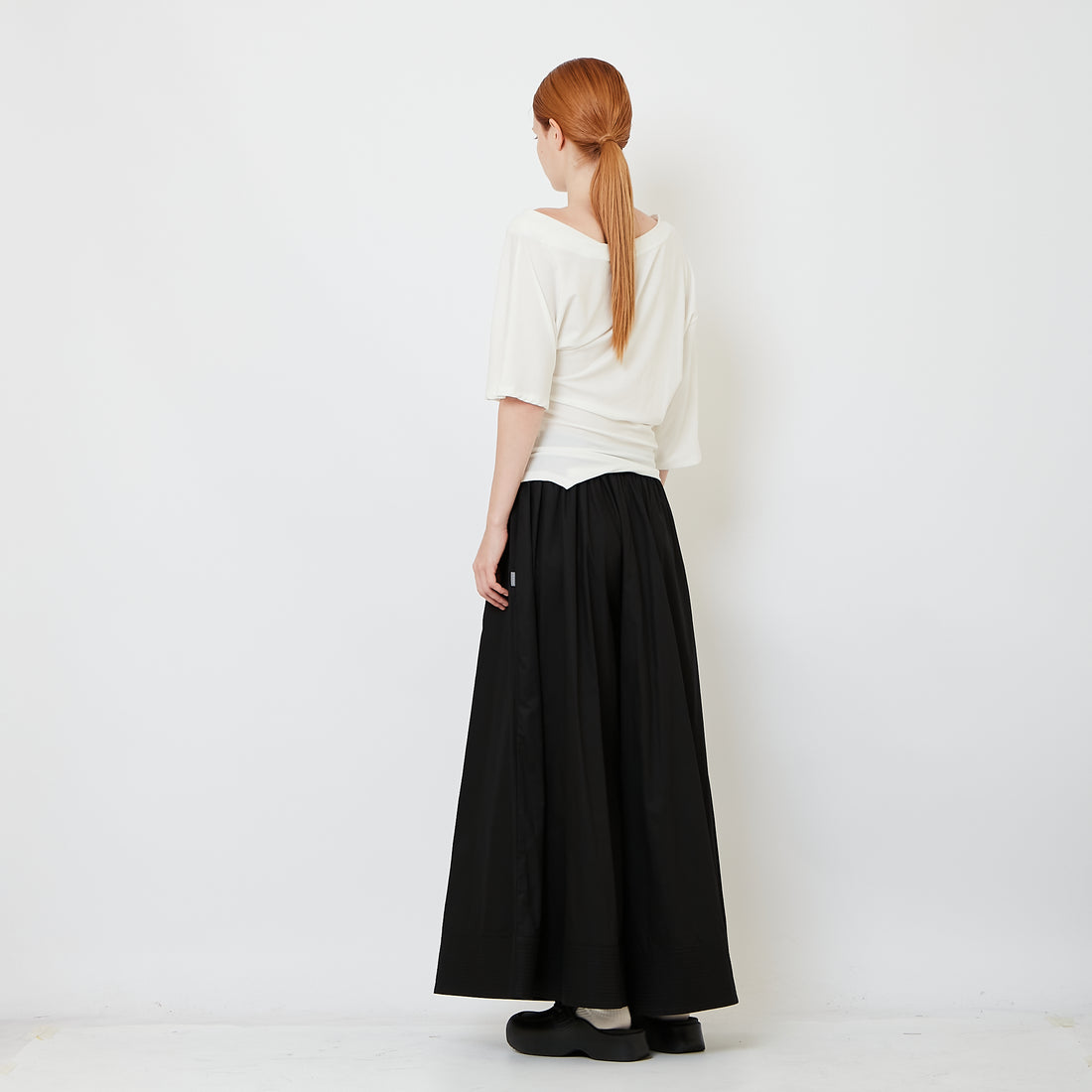 Women Elastic Waist Long Pants - Black - SW2607236C