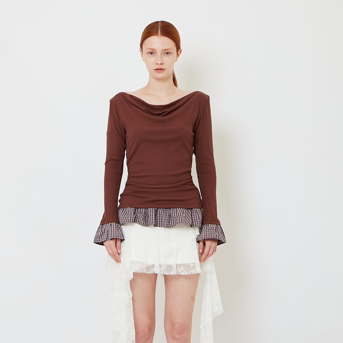 Women Drop Shoulder Top - Brown - SW2608153A