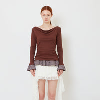 Women Drop Shoulder Top - Brown - SW2608153A