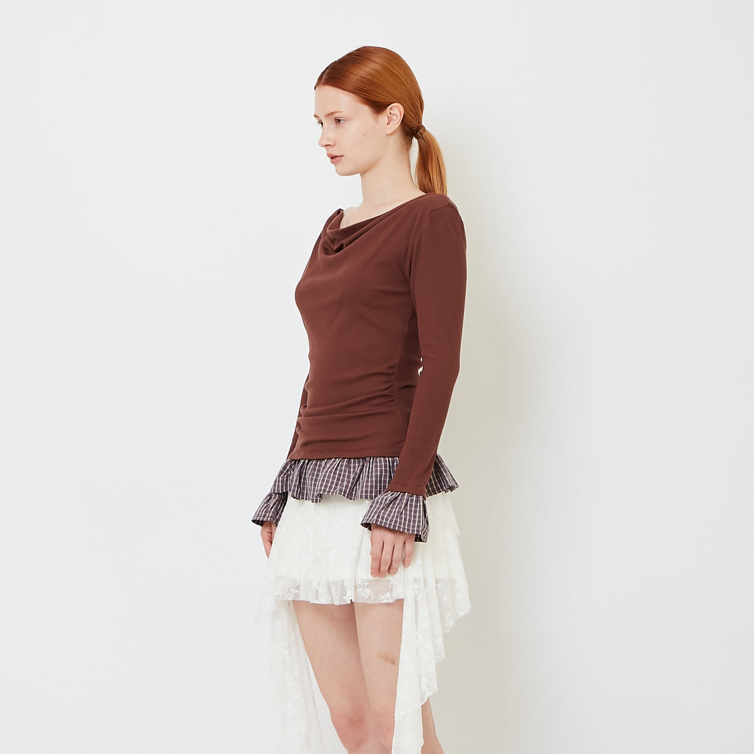 Women Drop Shoulder Top - Brown - SW2608153A