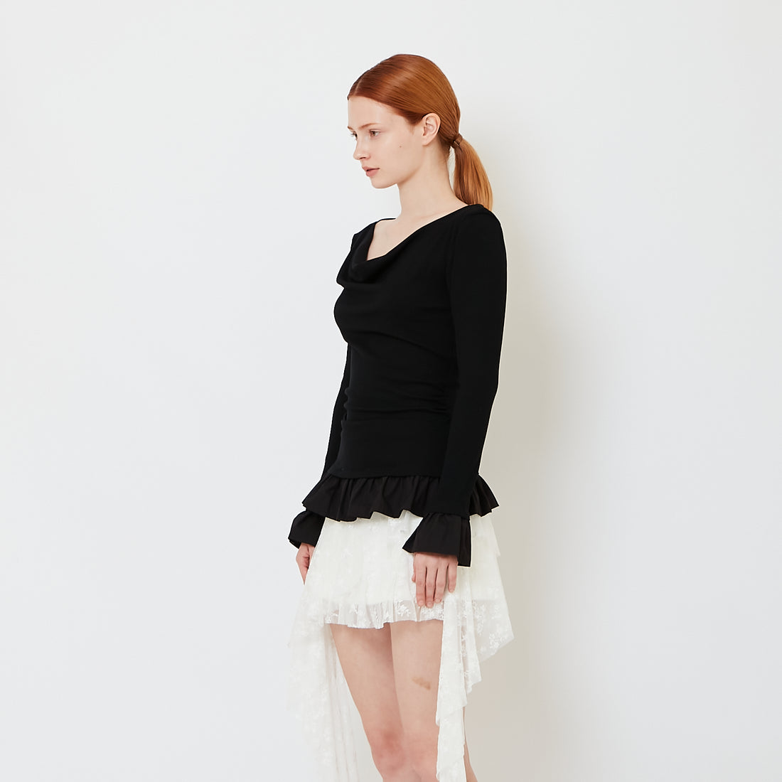 Women Drop Shoulder Top - Black - SW2608153B