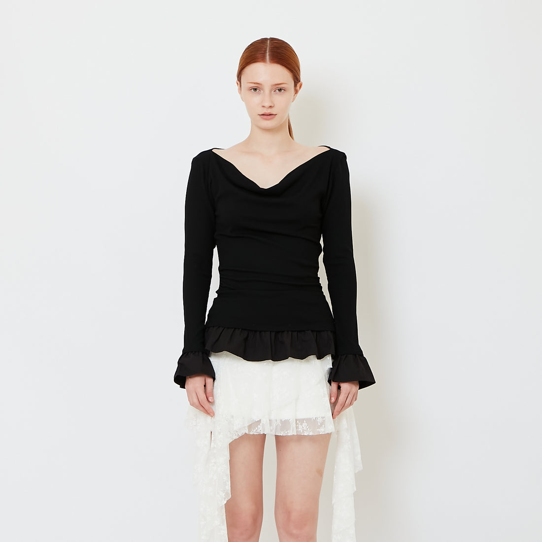 Women Drop Shoulder Top - Black - SW2608153B