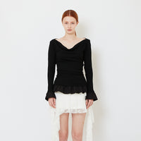 Women Drop Shoulder Top - Black - SW2608153B