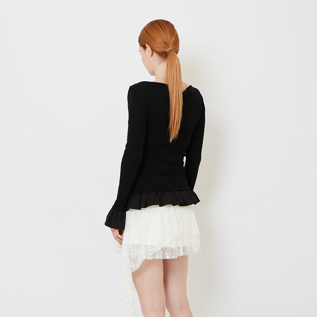 Women Drop Shoulder Top - Black - SW2608153B