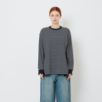 Women Striped Combined Top - Navy - SW2608155B