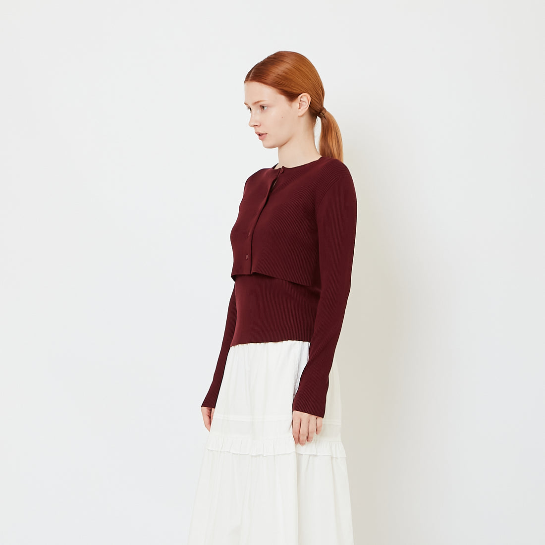Women 2-in-1 Rib-Knit Top - Wine - SW2608159A