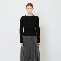 Women 2-in-1 Rib-Knit Top - Black - SW2608159B