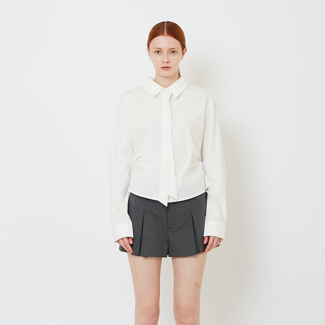 Women Shirt with Tie - Off White - SW2608161A