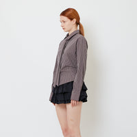 Women Checkered Shirt with Tie - Blue - SW2608161B