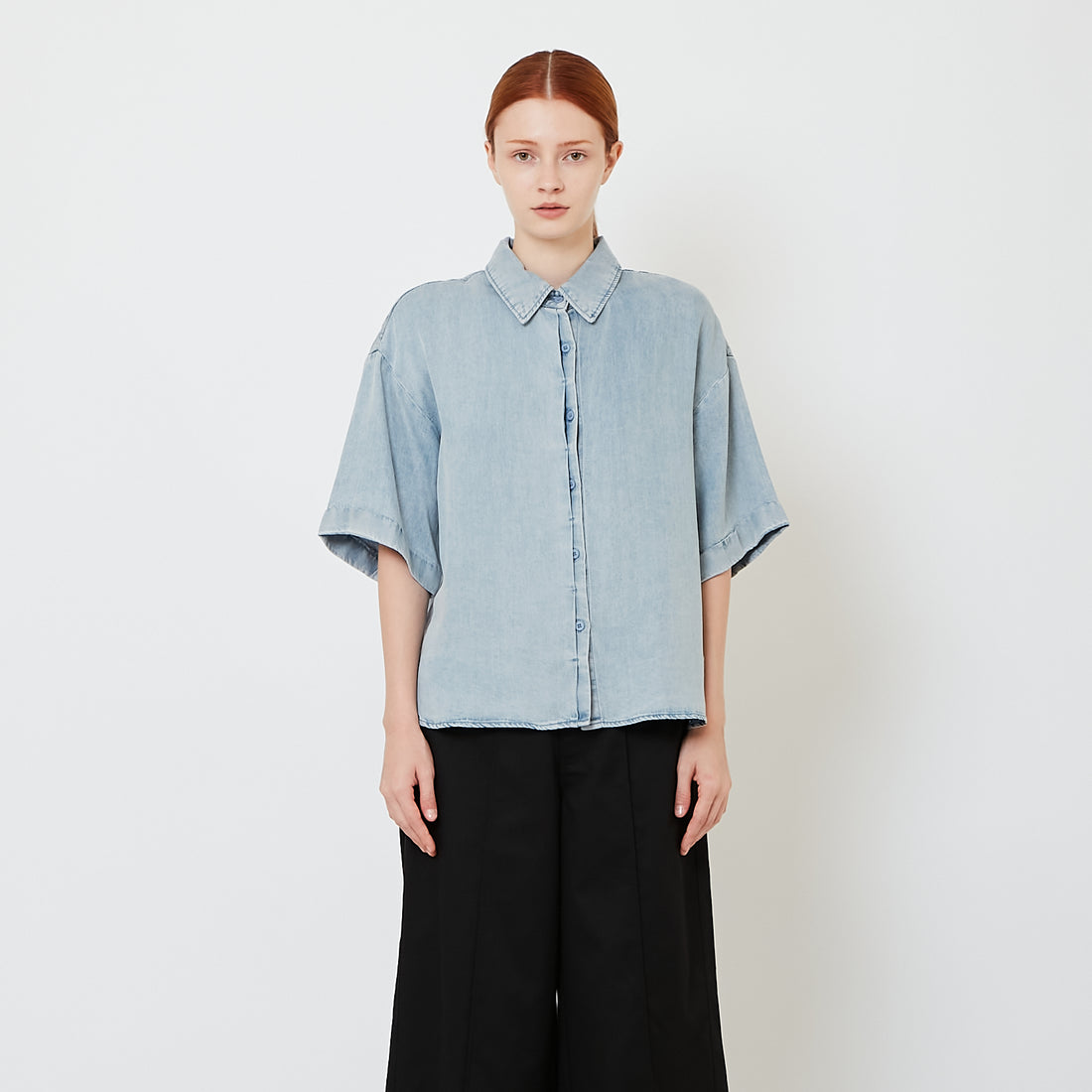 Women Chambray Shirt - Light Blue - SW2608166A
