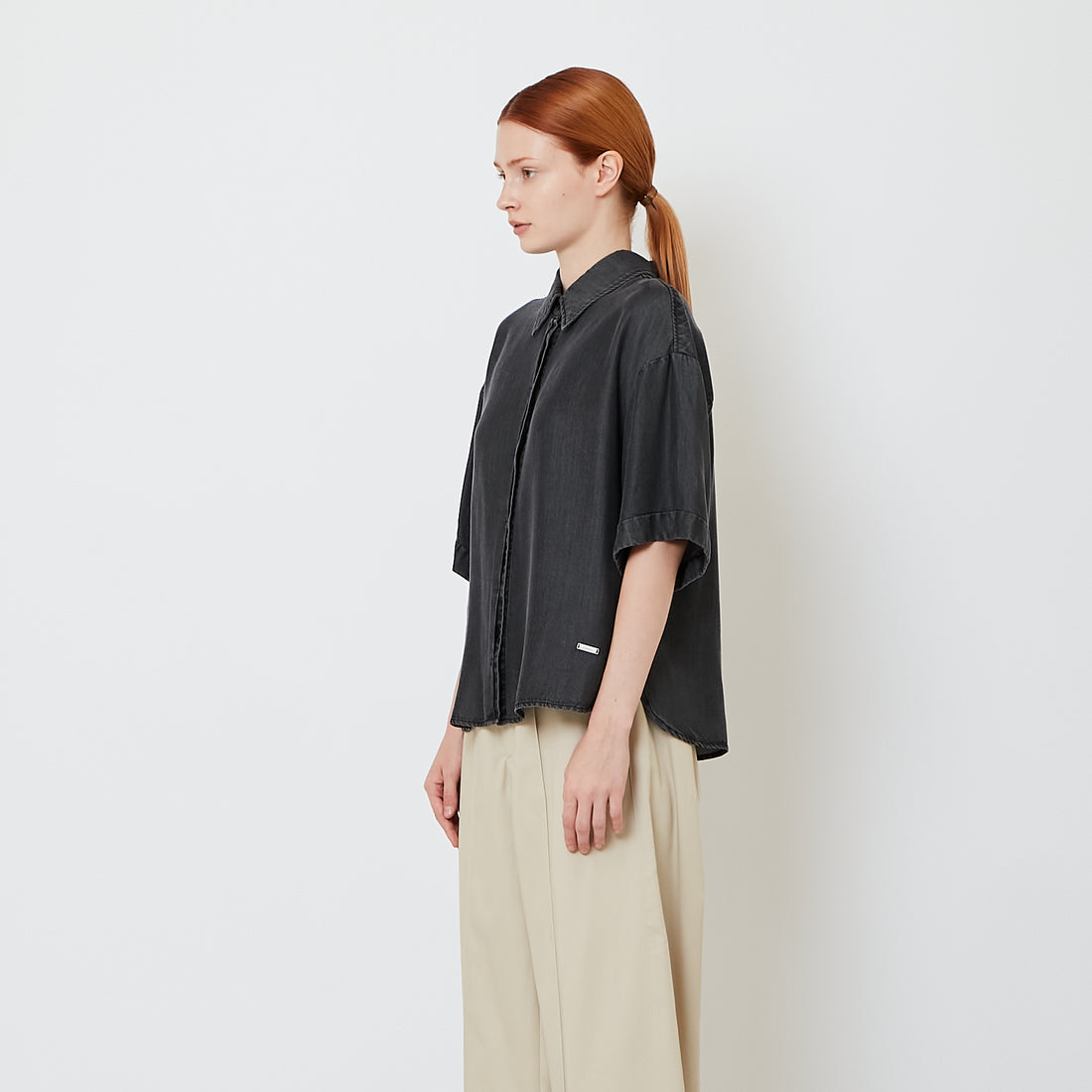 Women Chambray Shirt - Black - SW2608166B