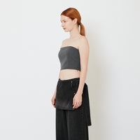 Women Pinstripes Tube Top - Dark Grey - SW2608170A