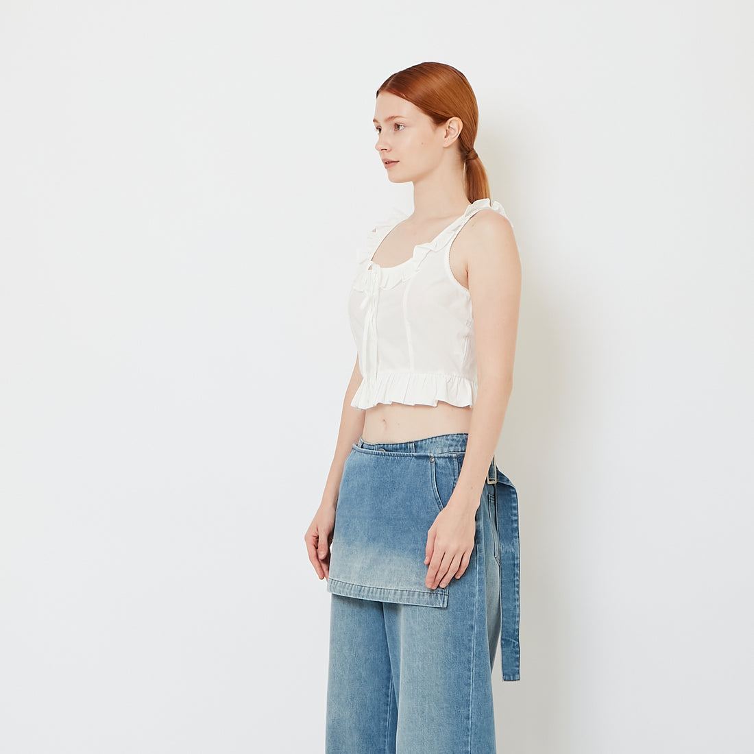 Women Ruffle Tank Top - Off White - SW2608171A