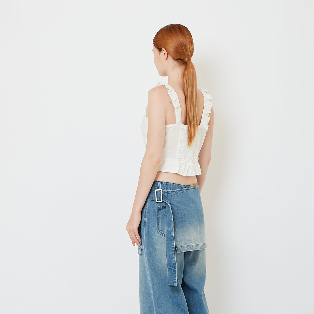 Women Ruffle Tank Top - Off White - SW2608171A