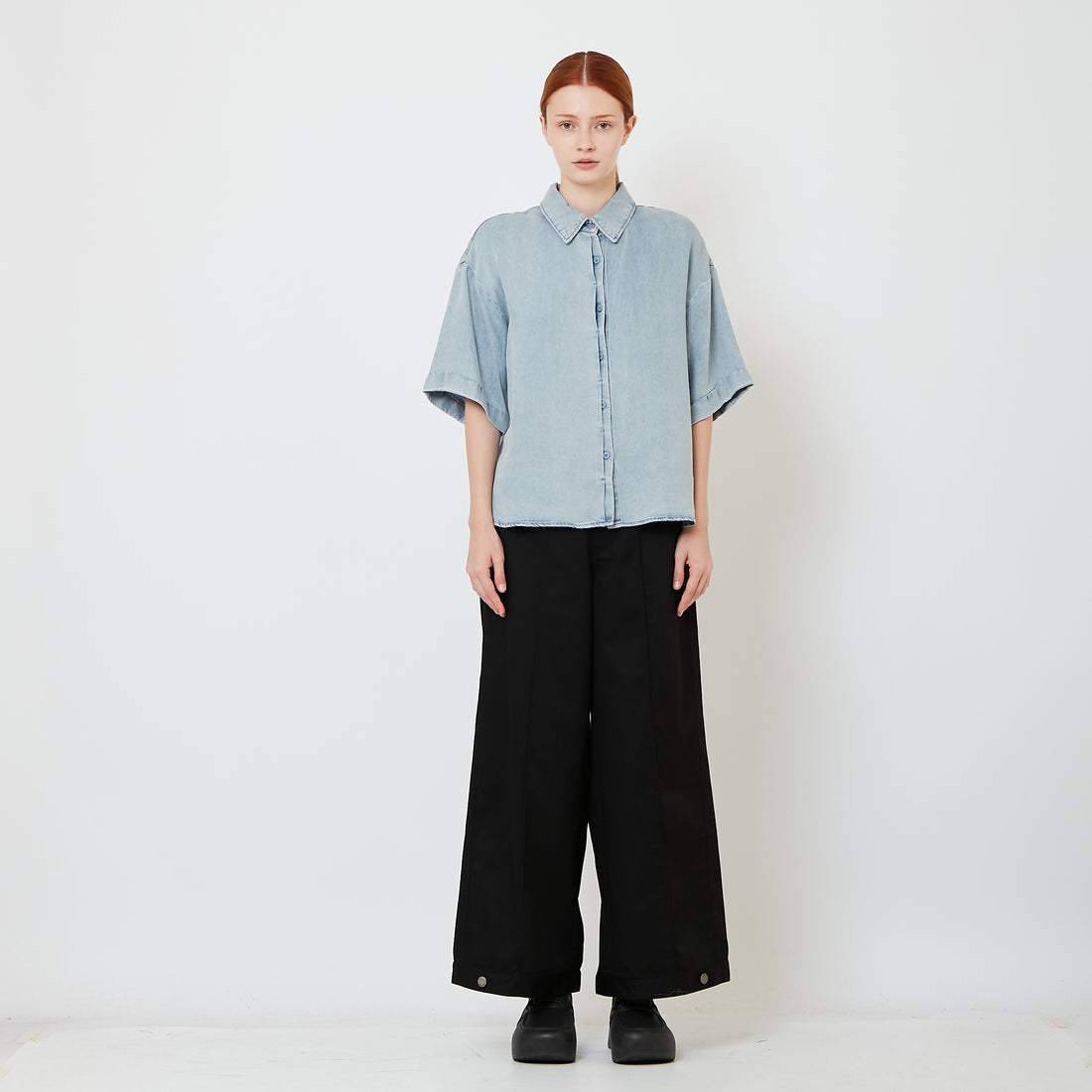 Women Wide Leg Long Pants - Black - SW2608174B