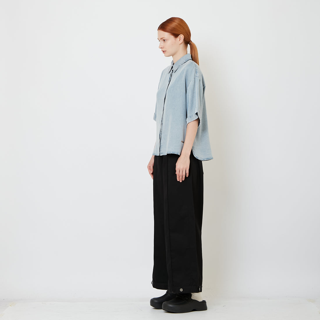 Women Wide Leg Long Pants - Black - SW2608174B
