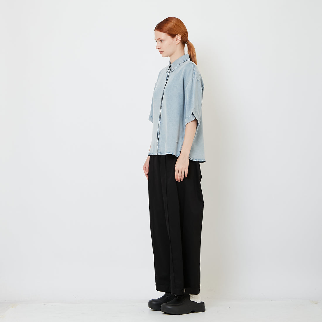 Women Wide Leg Long Pants - Black - SW2608174B