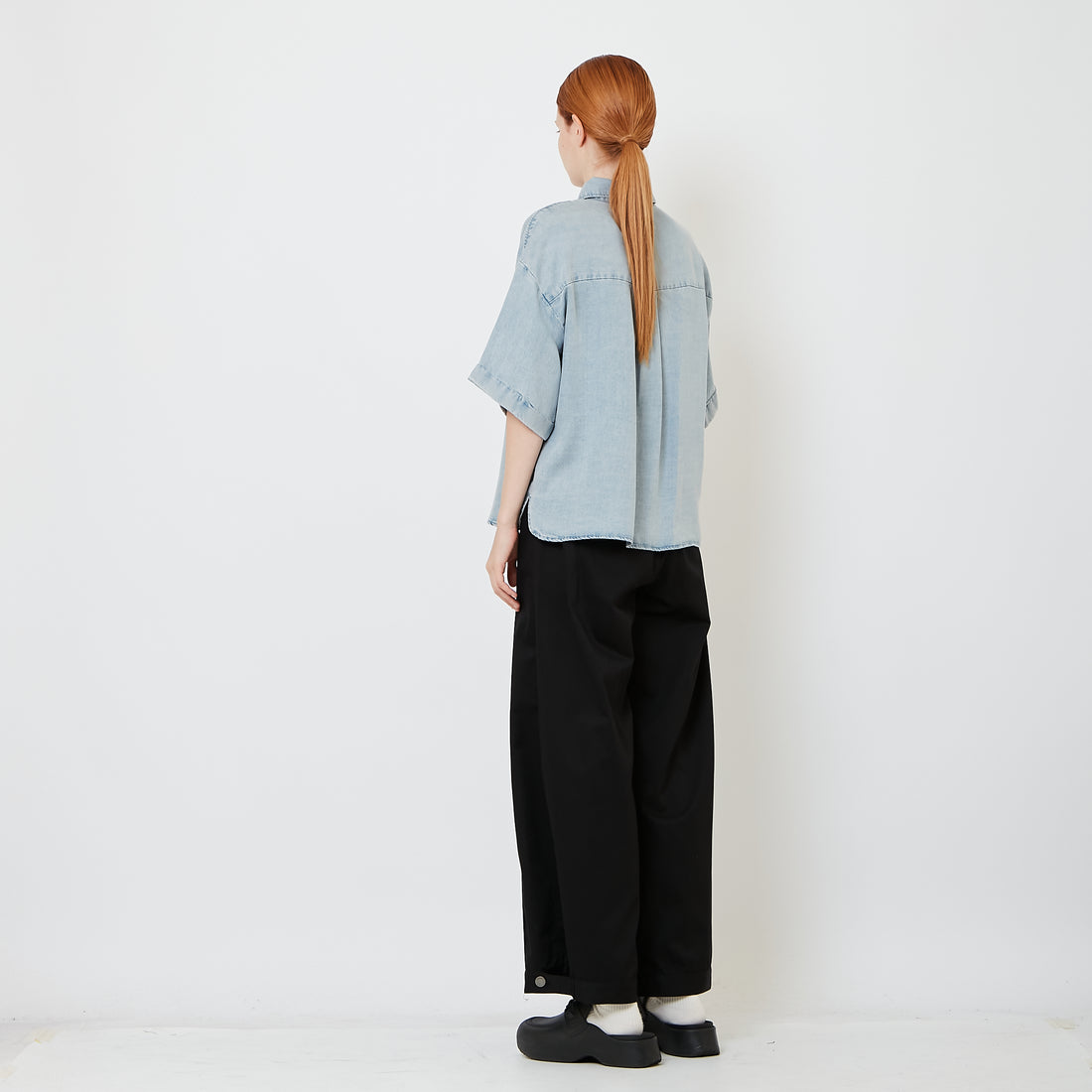 Women Wide Leg Long Pants - Black - SW2608174B