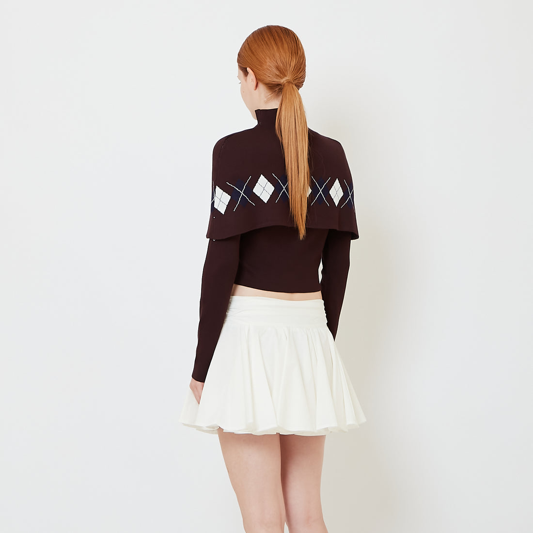Women 2-in-1 Argyle Top - Brown - SW2608175A