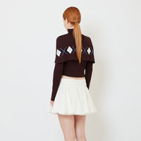 Women 2-in-1 Argyle Top - Brown - SW2608175A