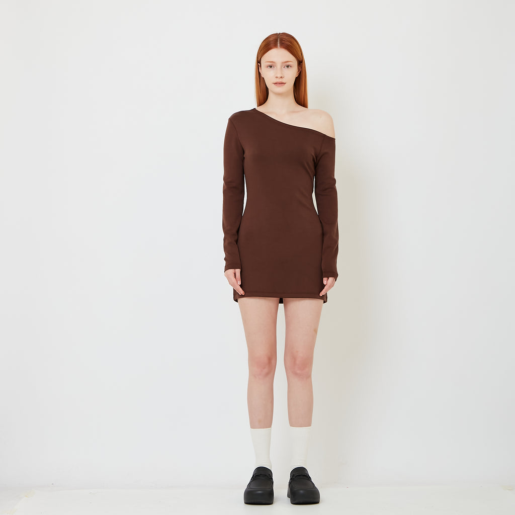 Women Off-Shoulder Dress - Brown - SW2608177A