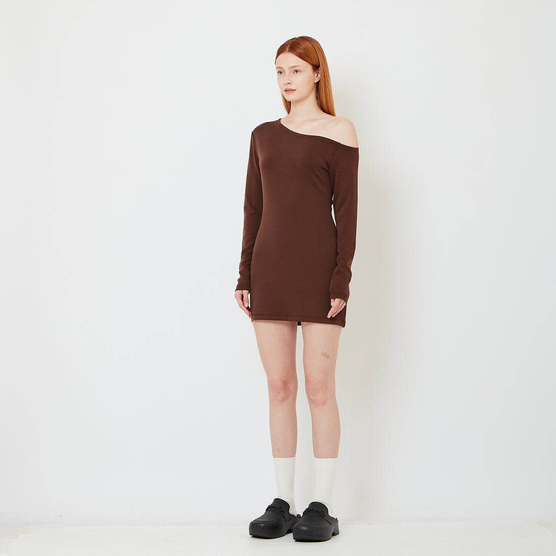 Women Off-Shoulder Dress - Brown - SW2608177A