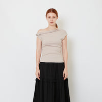 Women One Shoulder Knit Top - Grey - SW2608179B