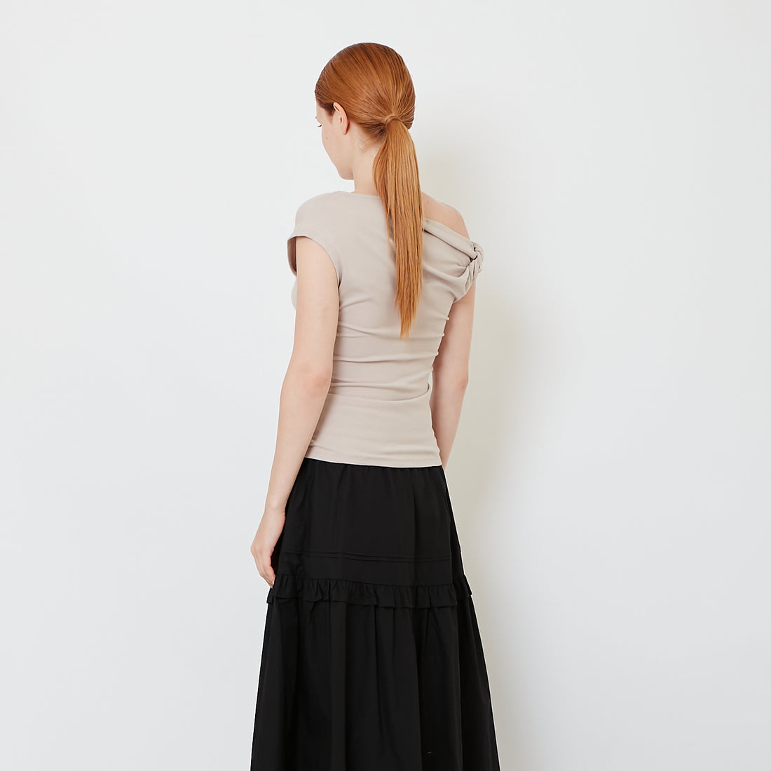 Women One Shoulder Knit Top - Grey - SW2608179B