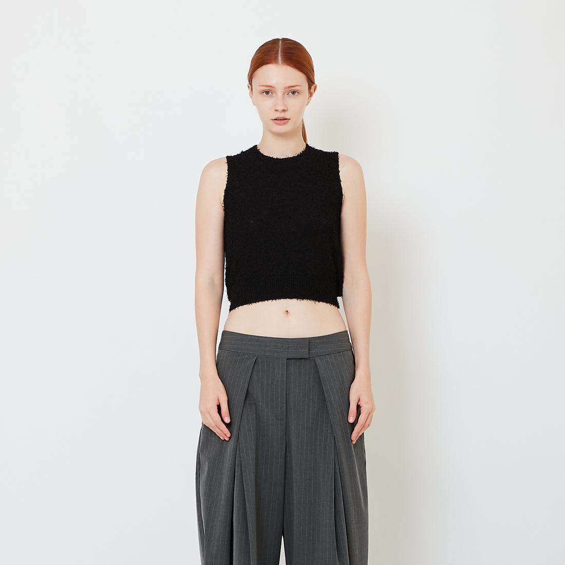 Women Knit Tank Top - Black - SW2609183D