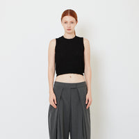 Women Knit Tank Top - Black - SW2609183D