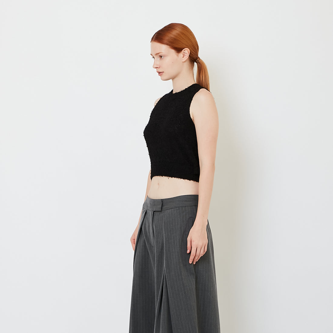 Women Knit Tank Top - Black - SW2609183D