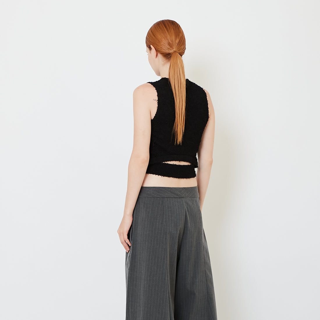 Women Knit Tank Top - Black - SW2609183D