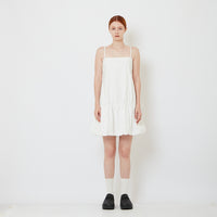 Women Bubble Hem Mini Dress - Off White - SW2609190A